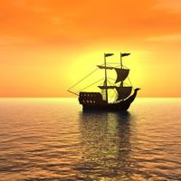 夕阳西下海上帆船头像